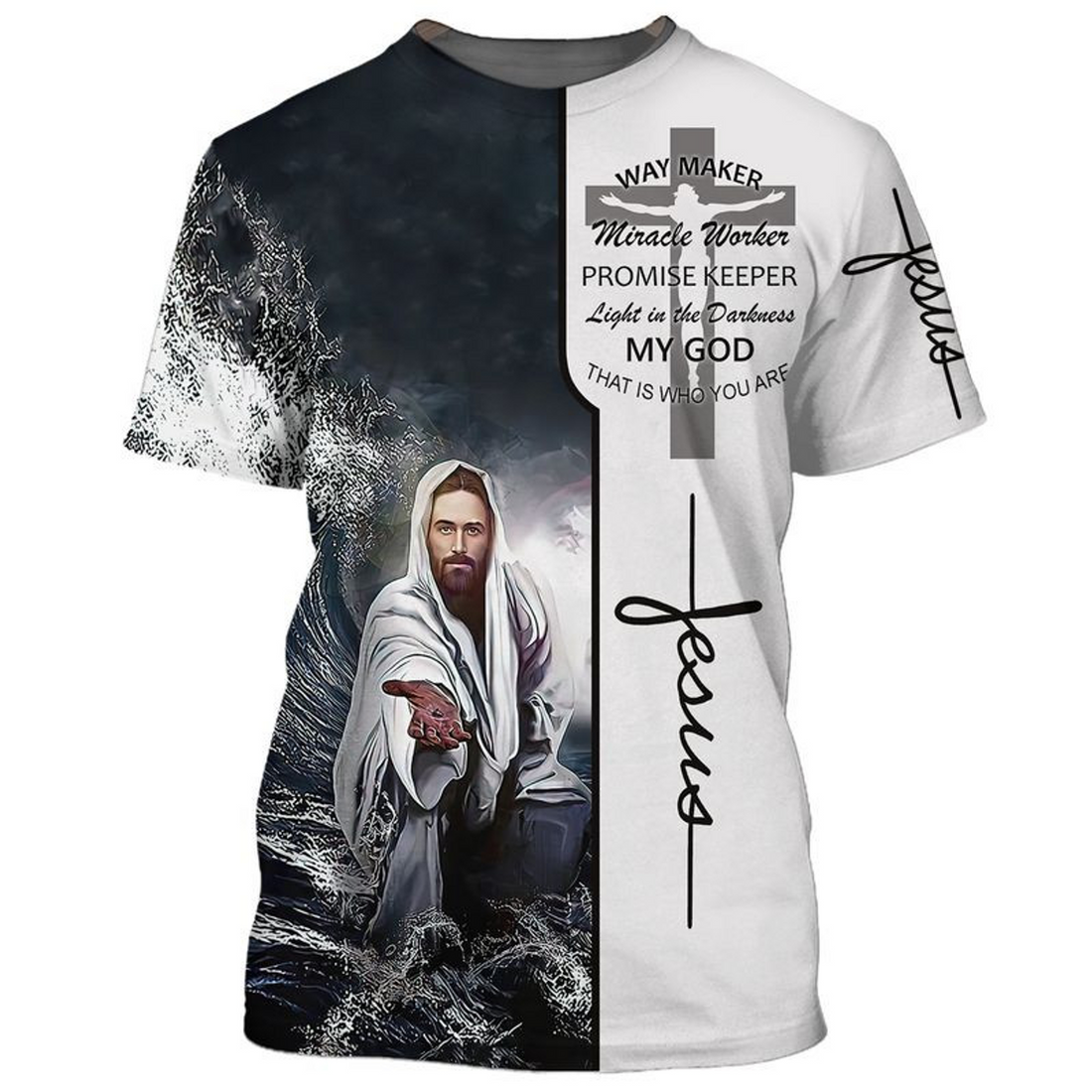 FUNSTUFFPRINT Jesus Saved Your Life T-Shirt Light In The Darkness My God Shirts Men Women 3D T-shirt