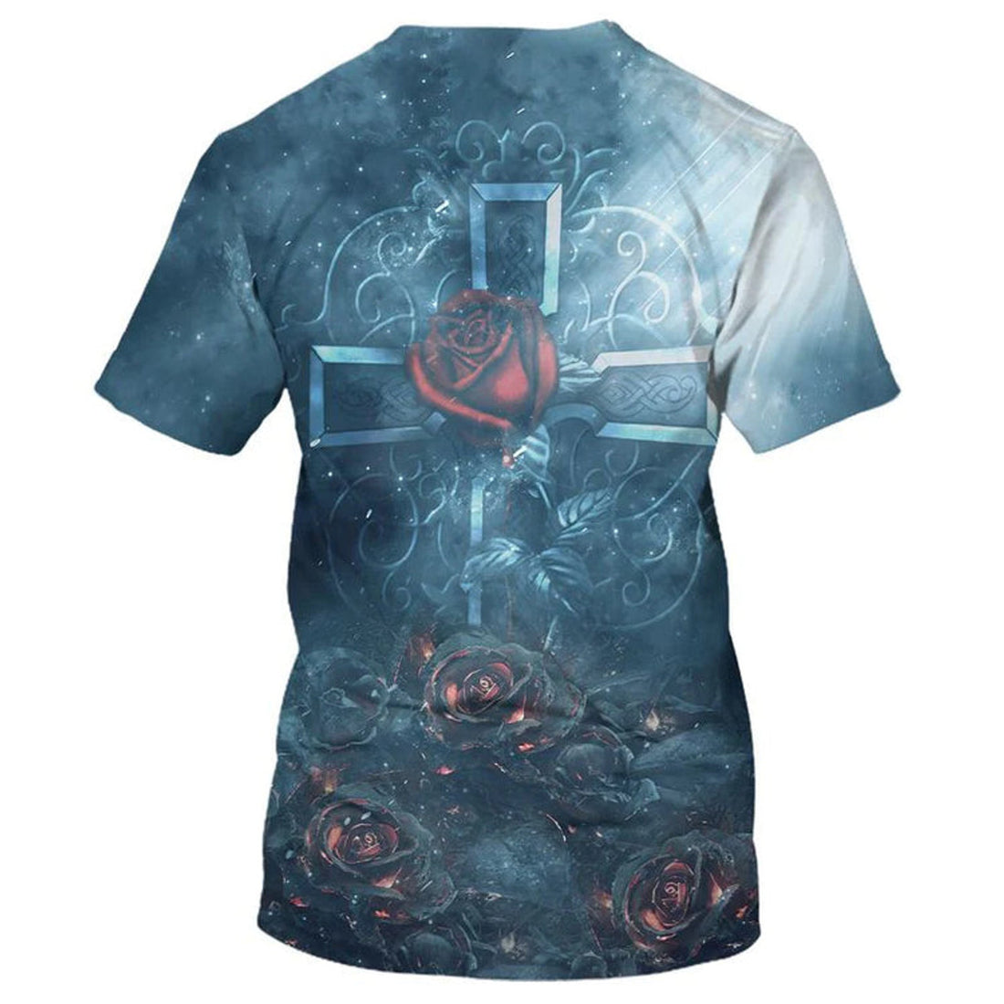 3D All Over Printed Jesus Shirt Rose Pattern Faith Over Fear T-Shirt For Him Her