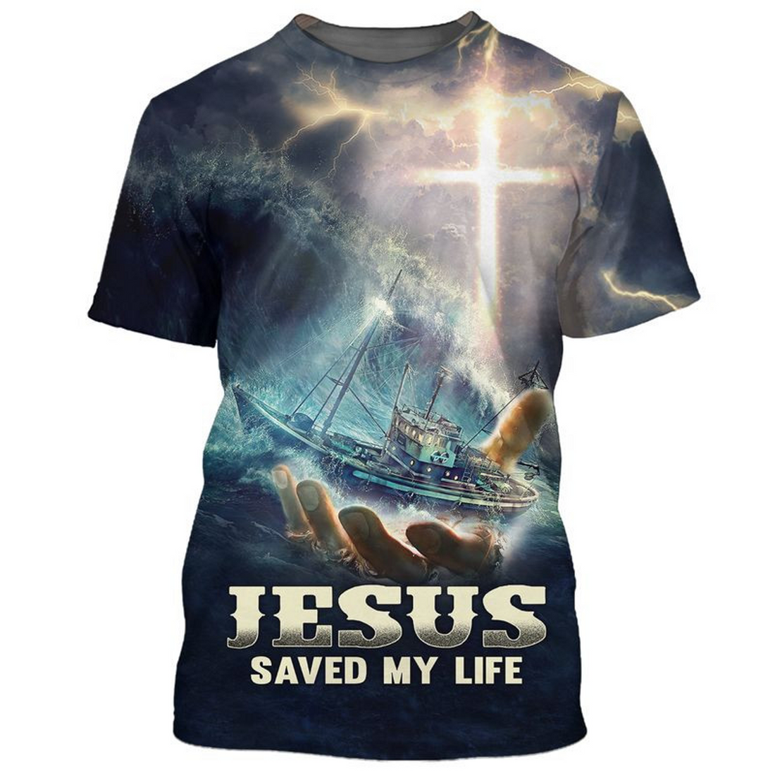 FUNSTUFFPRINT Jesus Saved My Life 3D T-Shirt Love God Tee Shirts Christmas Jesus 3D T-shirt
