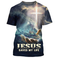 FUNSTUFFPRINT Jesus Saved My Life 3D T-Shirt Love God Tee Shirts Christmas Jesus 3D T-shirt