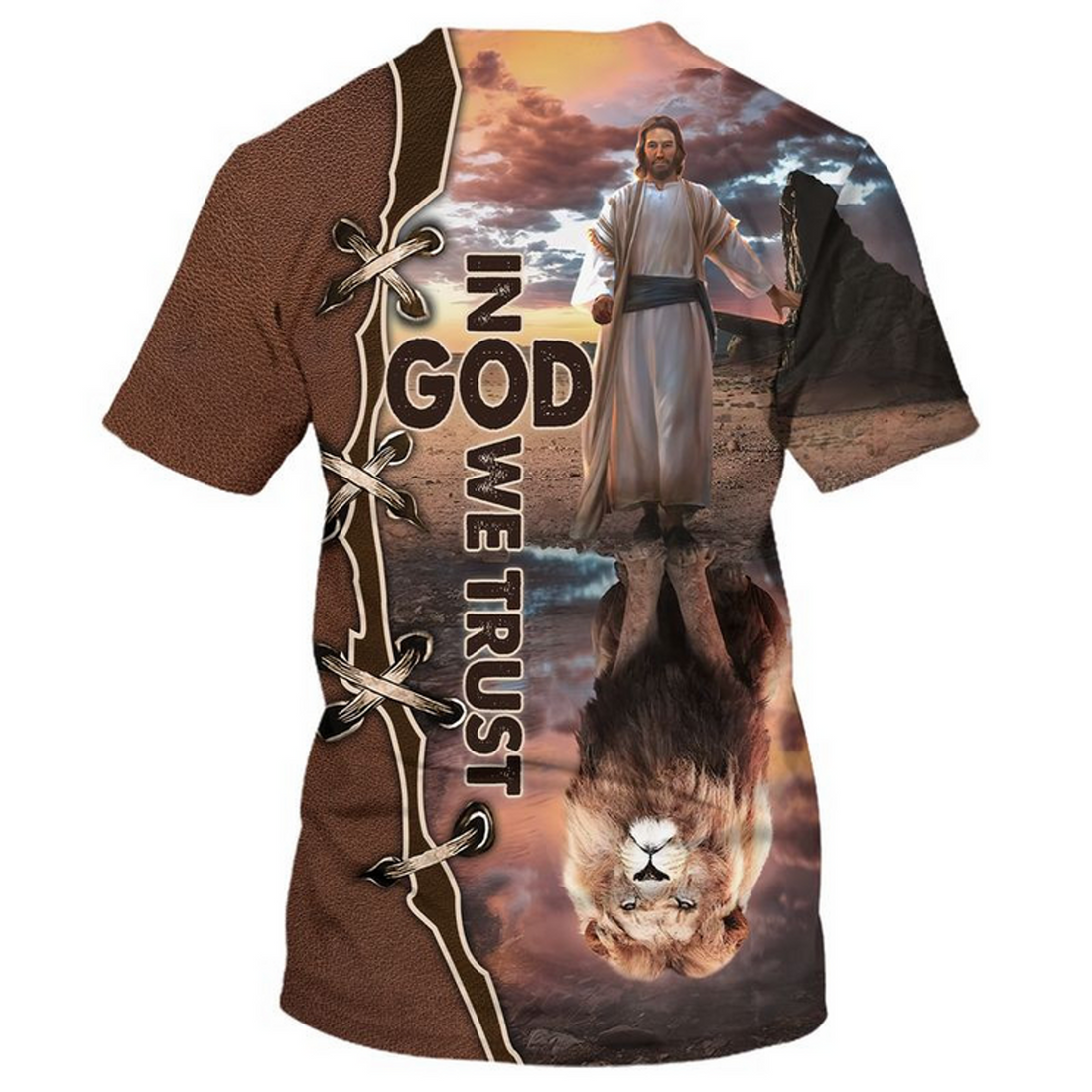FUNSTUFFPRINT 3D All Over Printed In God We Trust T-Shirt Lion Under God Premium Shirt 3D T-shirt