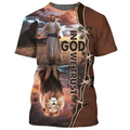 FUNSTUFFPRINT 3D All Over Printed In God We Trust T-Shirt Lion Under God Premium Shirt 3D T-shirt