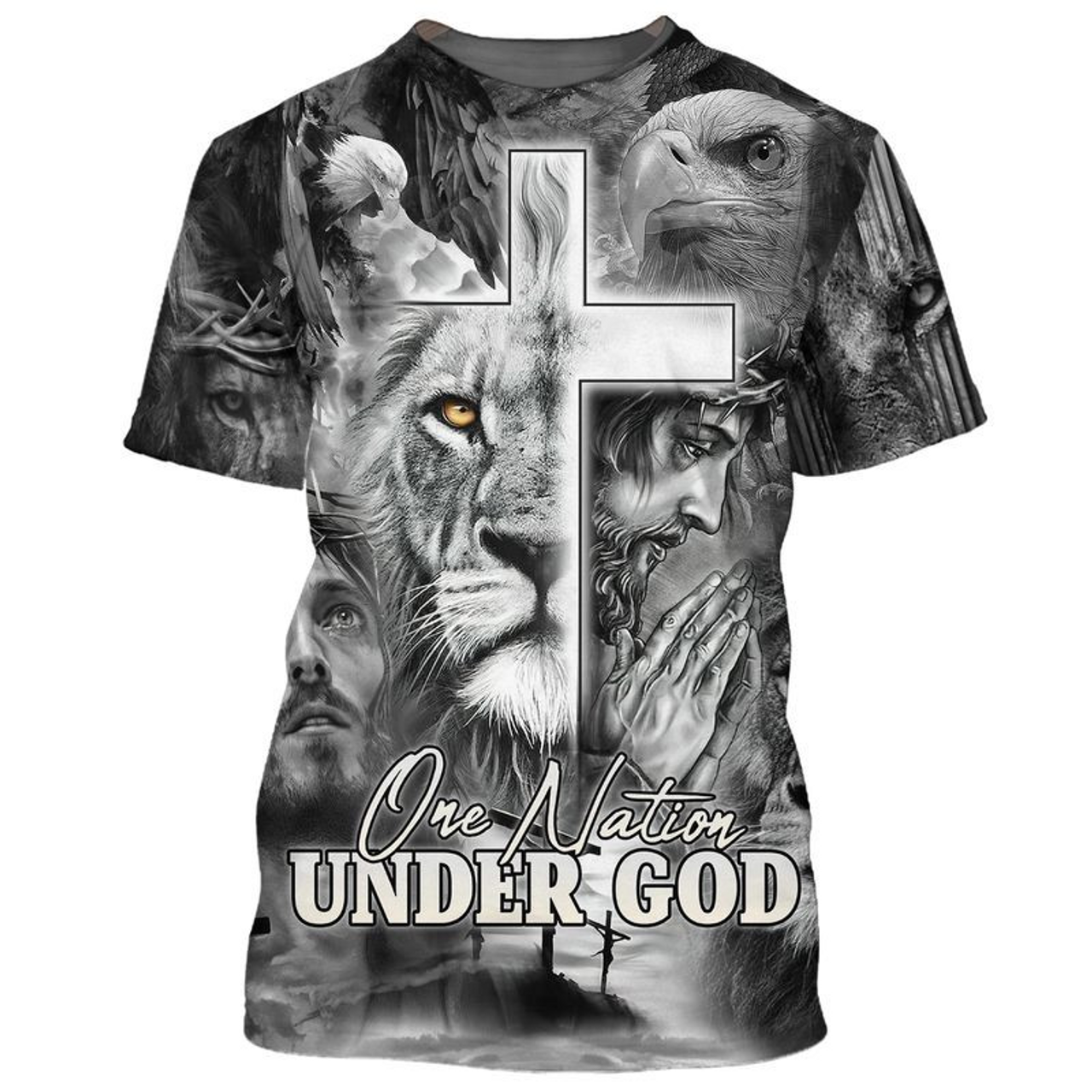 FUNSTUFFPRINT 3D Full Printed Black And White Nation Under God Shirts 3D T-shirt