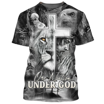 FUNSTUFFPRINT 3D Full Printed Black And White Nation Under God Shirts 3D T-shirt