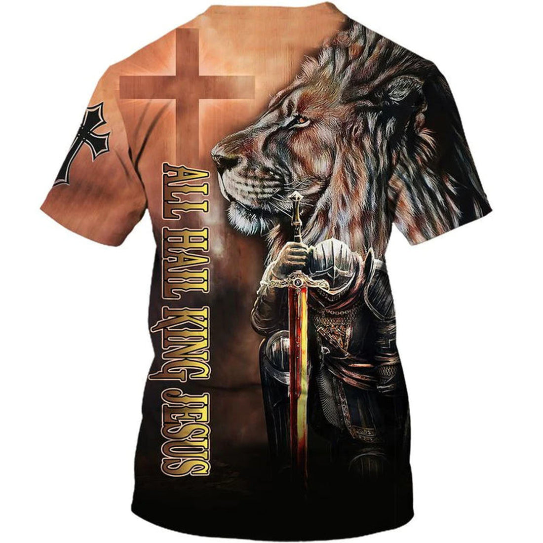 All Hail King Jesus T-Shirt 3D All Over Print Knight Templar Warrior Shirt