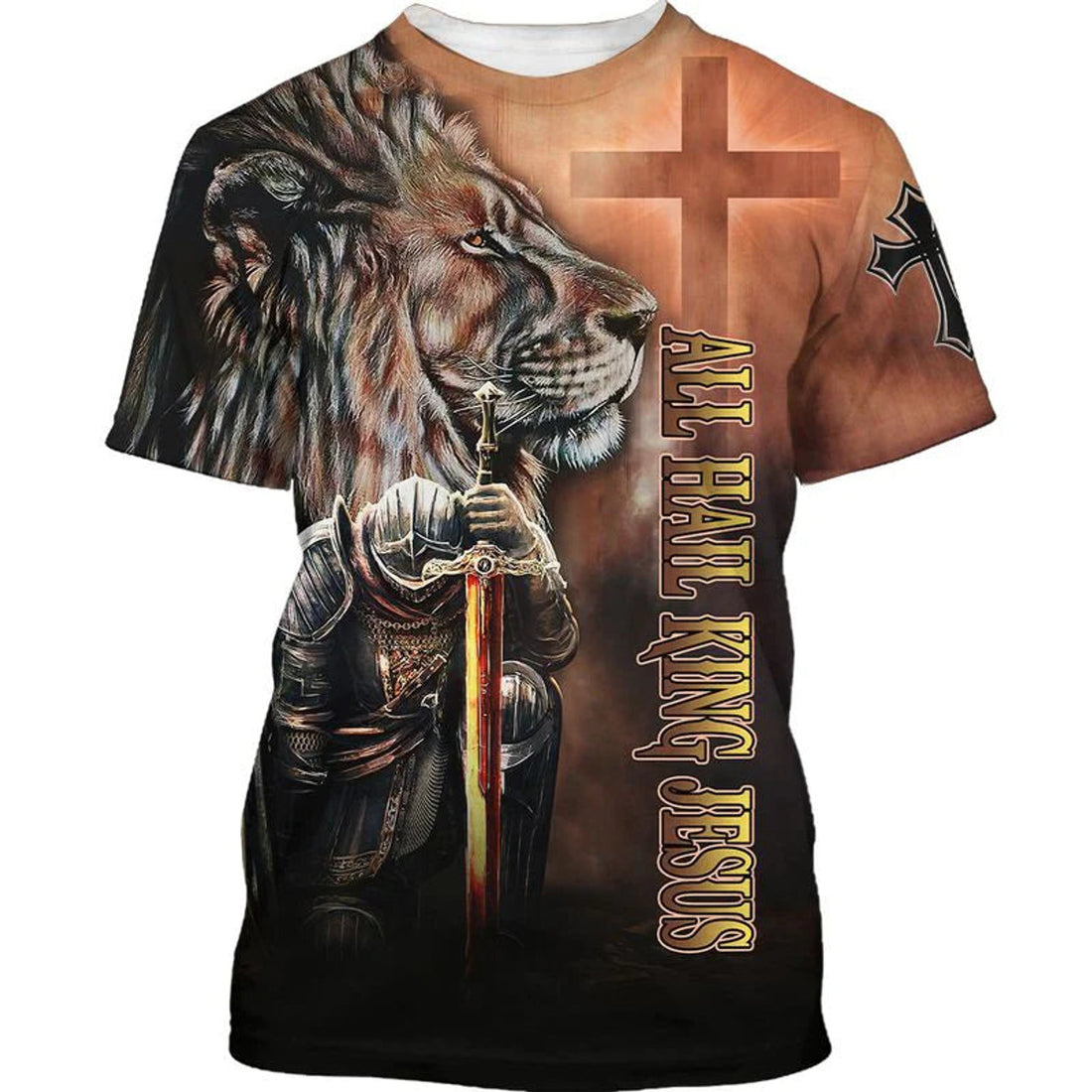 All Hail King Jesus T-Shirt 3D All Over Print Knight Templar Warrior Shirt