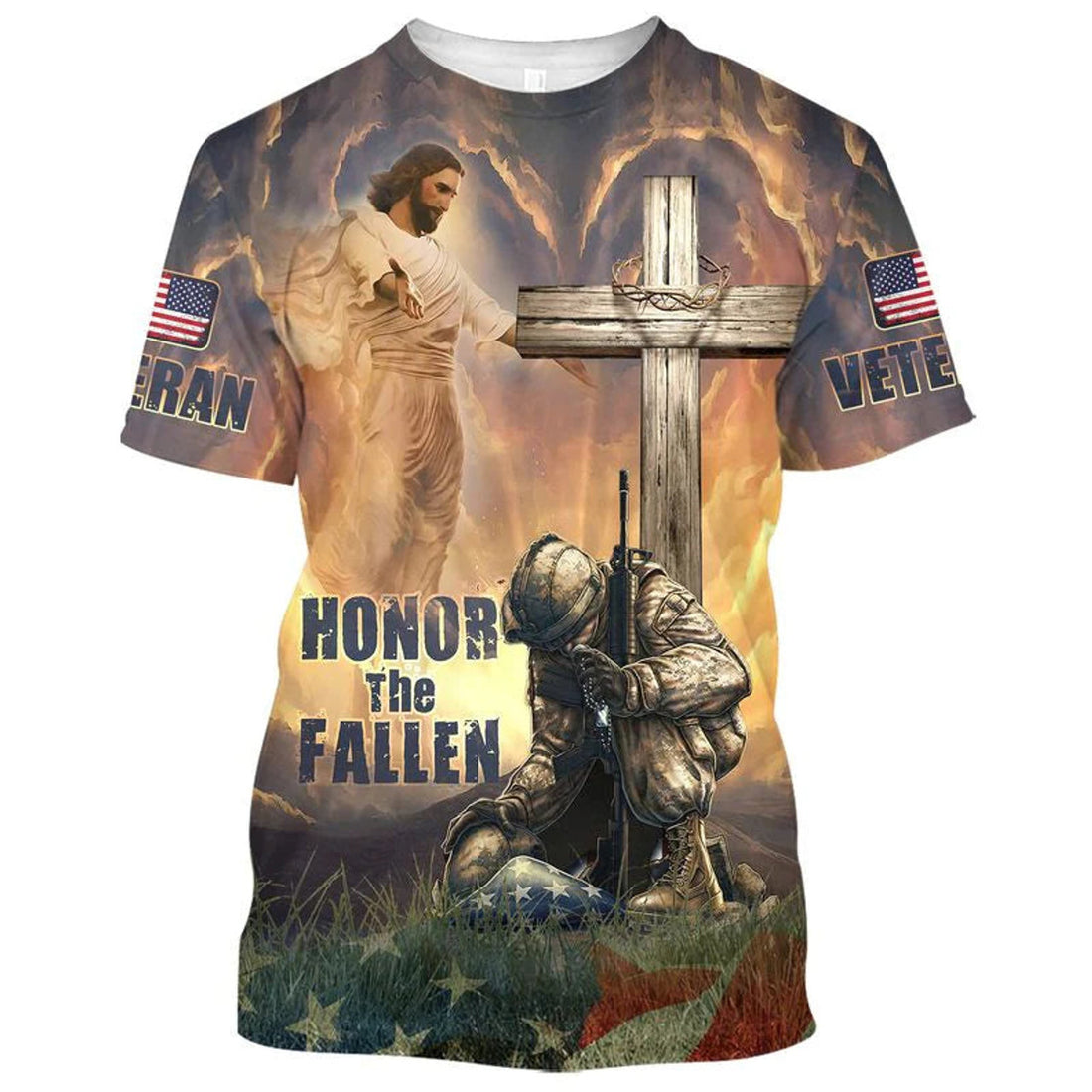 3D All Over Print Honor The Fallen Shirt Veteran Knee Before God Premium T-Shirts