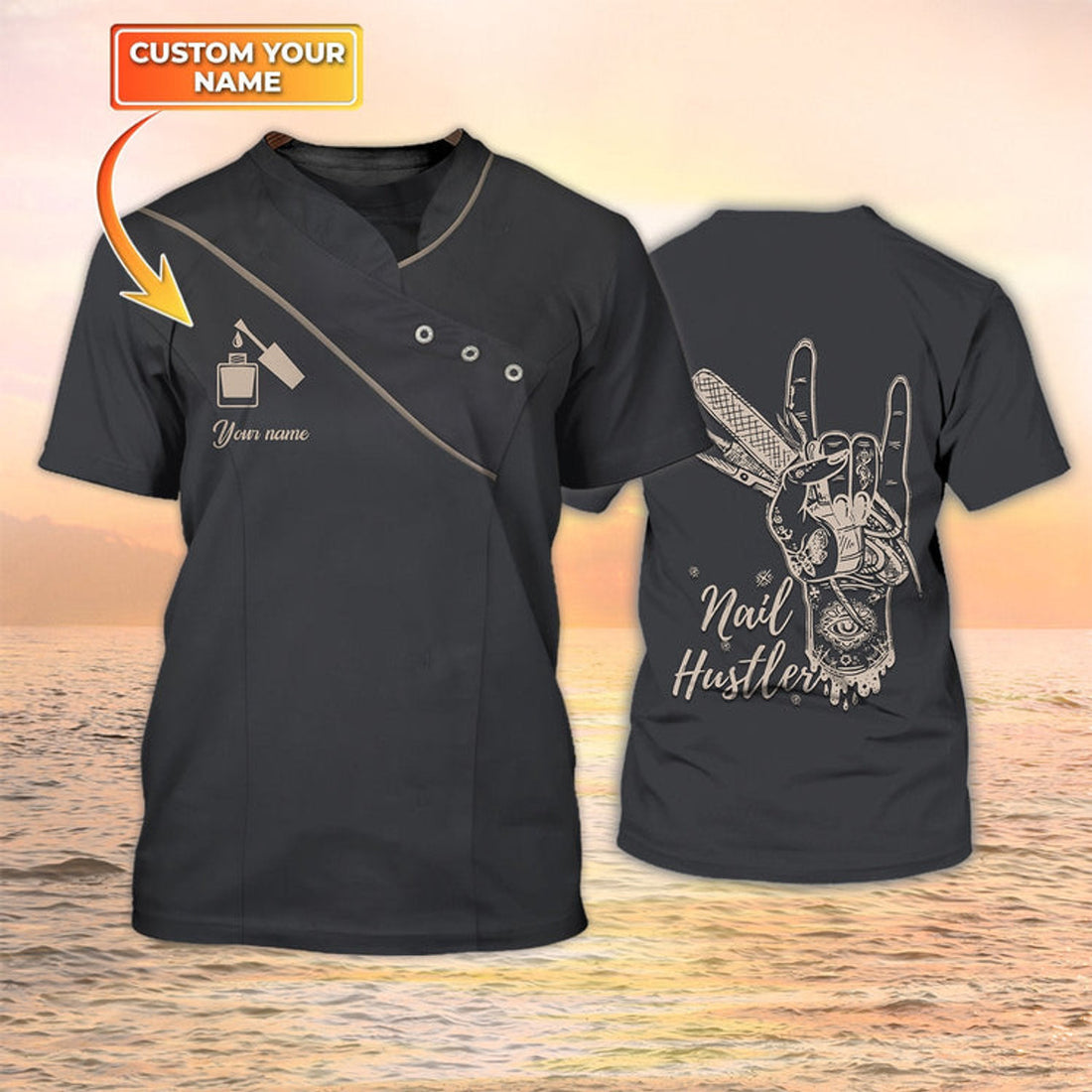 FUNSTUFFPRINT 3D All Over Printed Women Nail Hustler Shirt Manicurist Custom 3D T-shirt