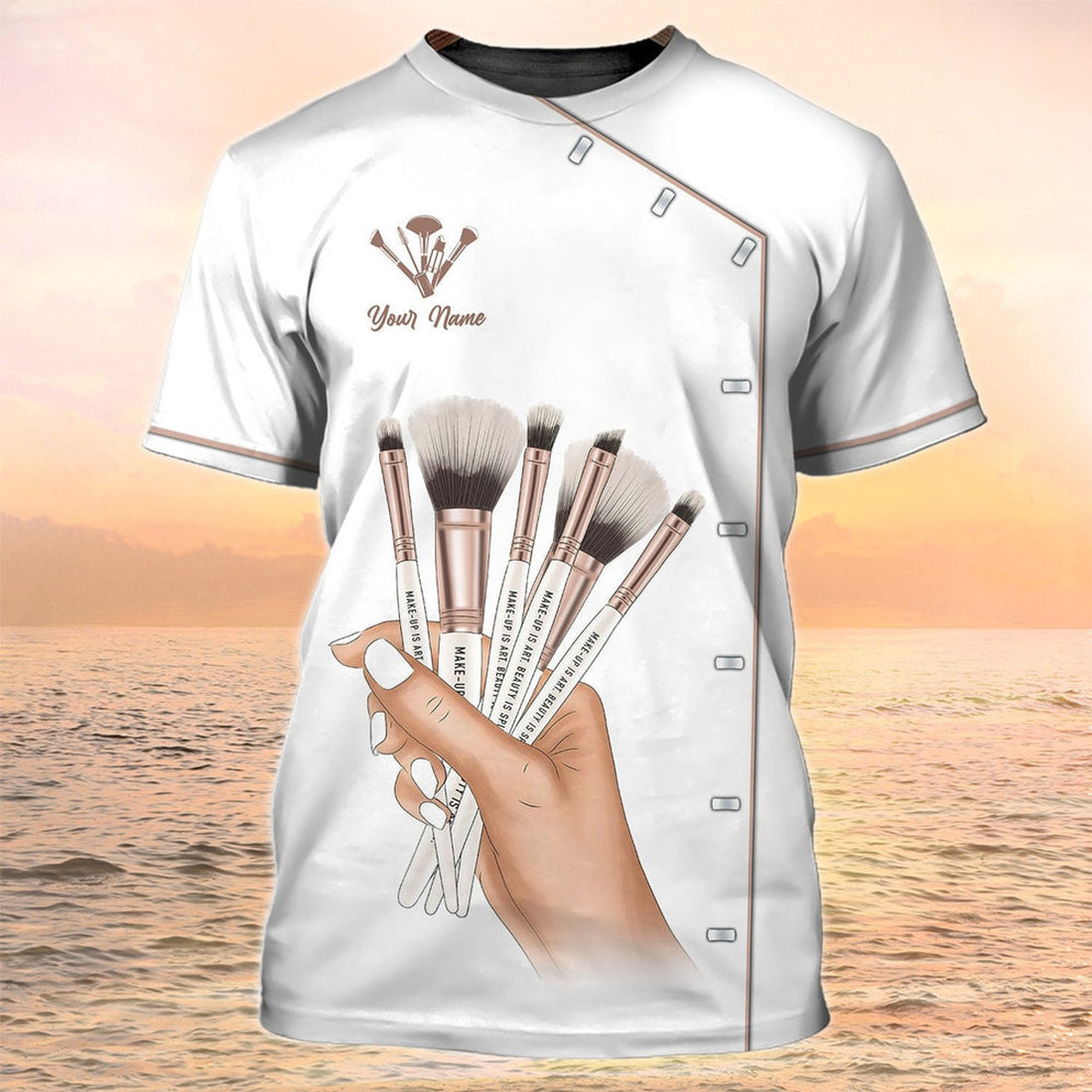 FUNSTUFFPRINT Makeup Artist Custom T-Shirt Makeup Tools Shirts Beautician Uniform 3D T-shirt