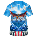 FUNSTUFFPRINT 3D Sublimation American Eagle On Shirt One Nation Under God Blue Shirts USA Flag Pattern 3D T-shirt