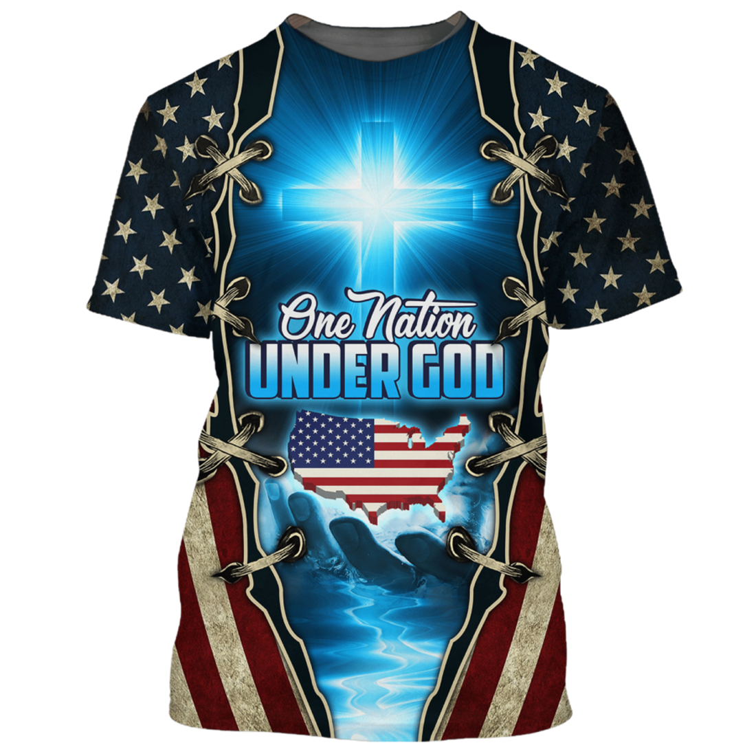 FUNSTUFFPRINT One Nation Under God Patriotic Shirt Men Women American Patriot Tee Shirt 3D T-shirt