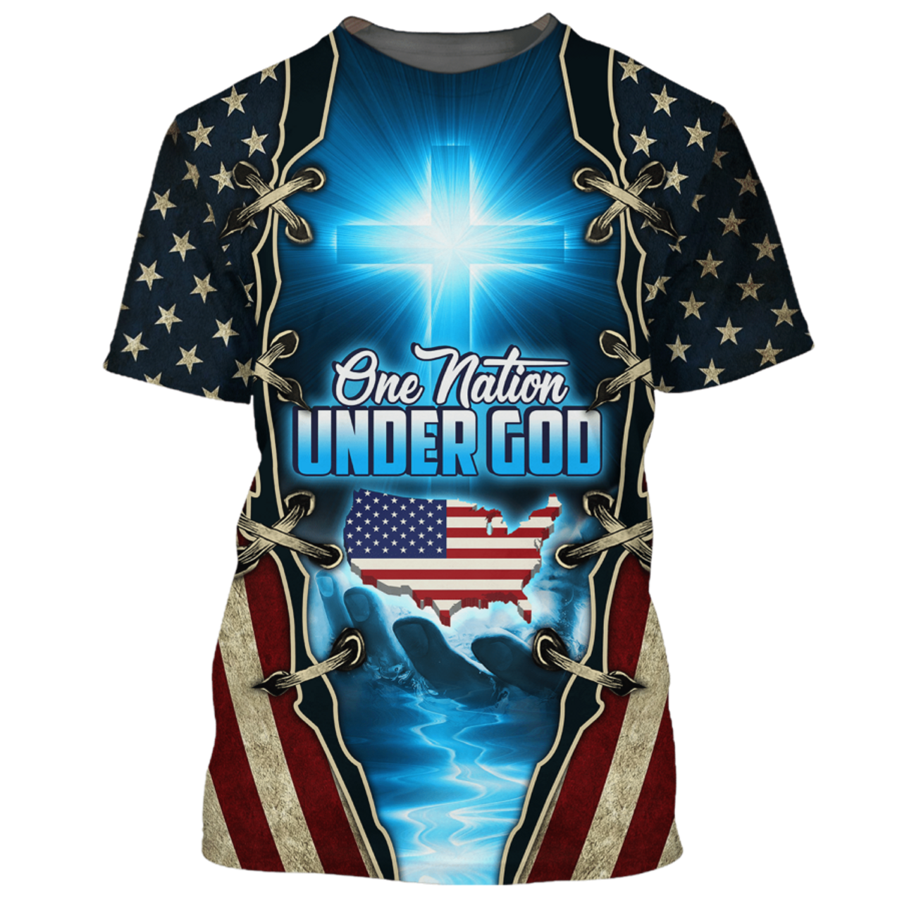 FUNSTUFFPRINT One Nation Under God Patriotic Shirt Men Women American Patriot Tee Shirt 3D T-shirt
