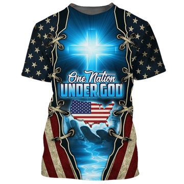 FUNSTUFFPRINT One Nation Under God Patriotic Shirt Men Women American Patriot Tee Shirt 3D T-shirt