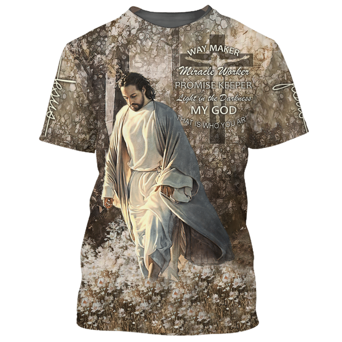 FUNSTUFFPRINT Way Maker Miracle Worker My God T-Shirt Christian Shirt Jesus Lover Gifts 3D T-shirt