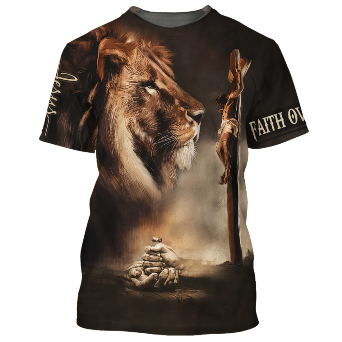FUNSTUFFPRINT Cool Premium Faith Over Fear T-Shirt Believe In God T-Shirt For Men Women Jesus 3D T-shirt