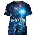 FUNSTUFFPRINT One Nation Under God T-Shirt Patriot Jesus And Lion Shirts American Patriotic Gifts 3D T-shirt