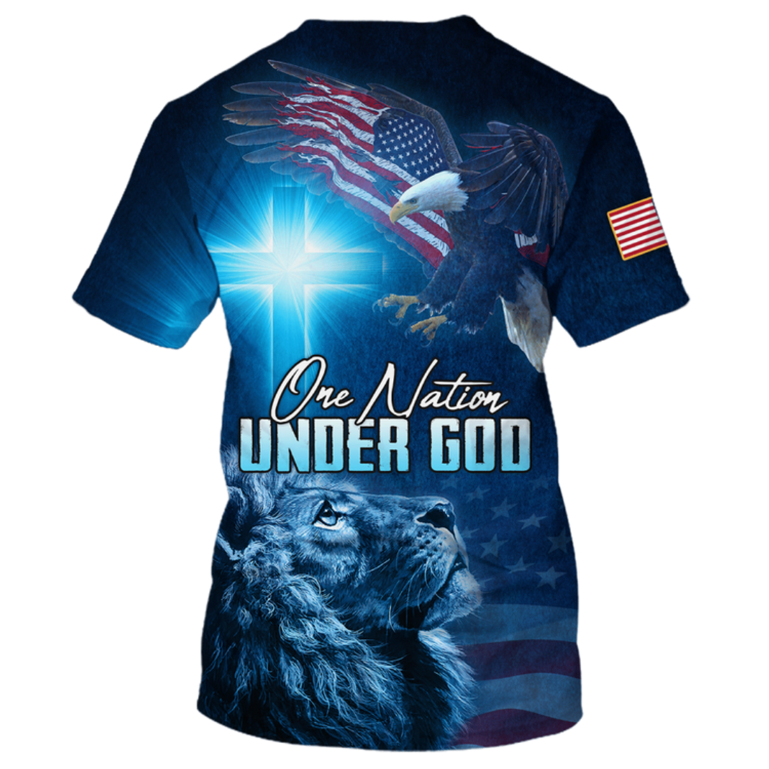 FUNSTUFFPRINT One Nation Under God T-Shirt Patriot Jesus And Lion Shirts American Patriotic Gifts 3D T-shirt