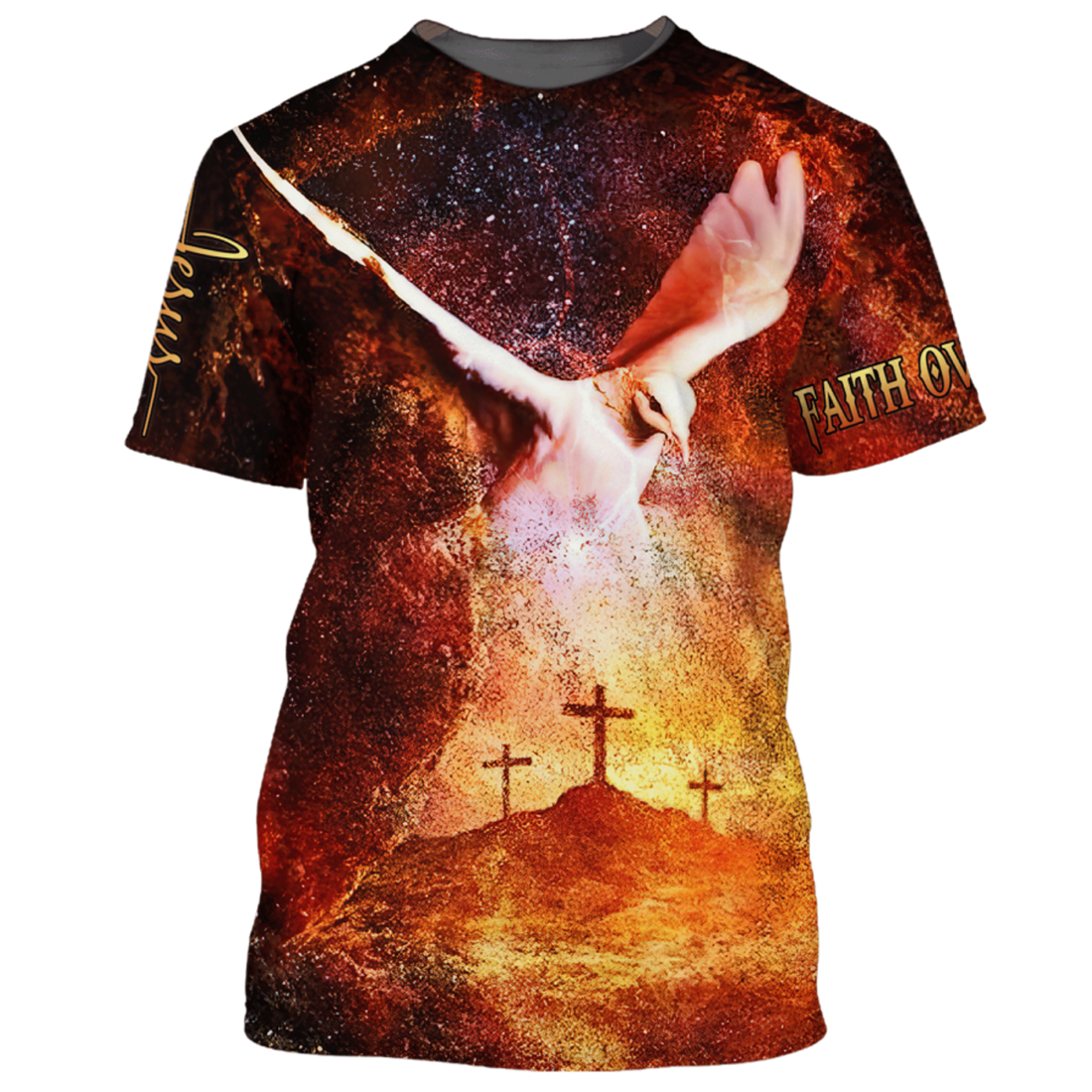 FUNSTUFFPRINT 3D All Over Print Faith Over Fear T-Shirt Jesus Unisex Shirts For Men Women 3D T-shirt