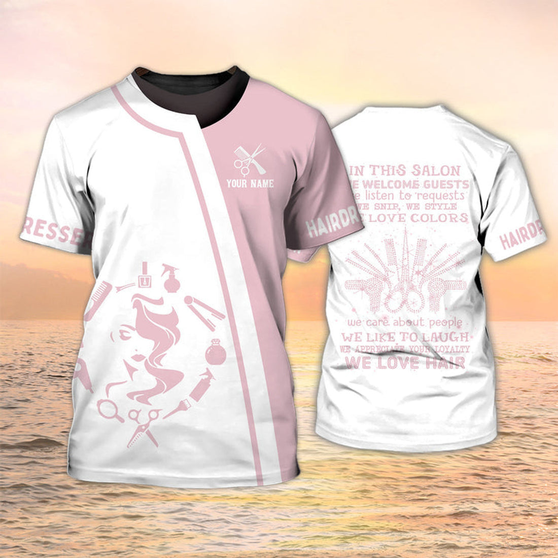 FUNSTUFFPRINT Women Hairdresser T-Shirt We Love Hair Custom Shirts For Hair Dresser 3D T-shirt