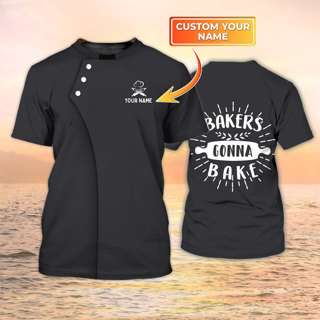 FUNSTUFFPRINT Bakery Uniform Black Bakers Gonna Bake Custom 3D T-shirt