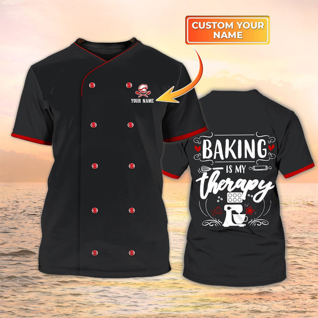FUNSTUFFPRINT Baker Custom T-Shirt Baking Is My Therapy 3D T-shirt