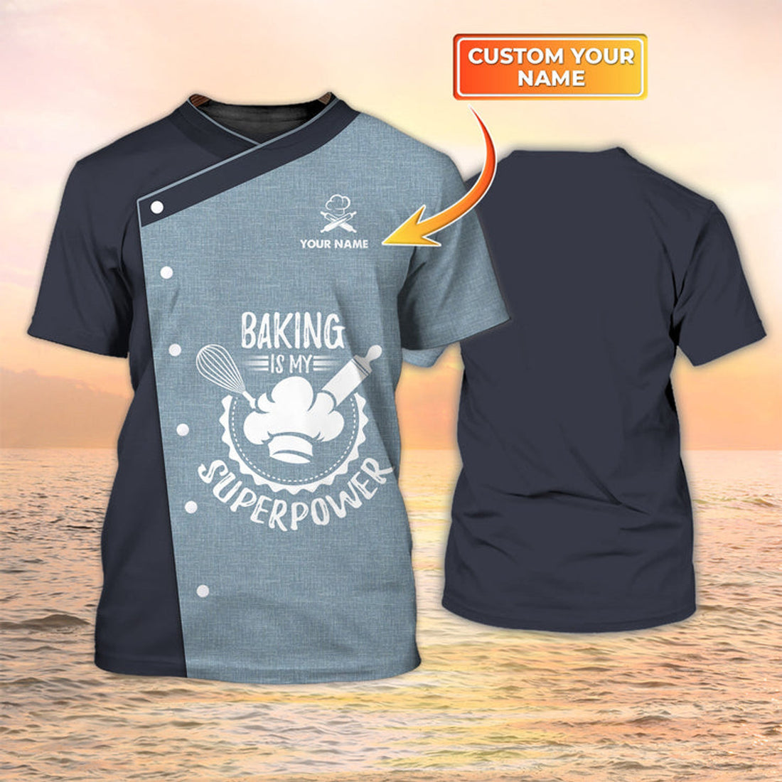 FUNSTUFFPRINT Baker Custom T-Shirt Baking Is My Superpower Gifts For Baker 3D T-shirt