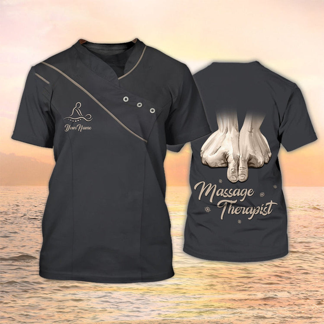 FUNSTUFFPRINT Massage Therapist Uniform Black Massage Therapist Custom Shirt 3D T-shirt
