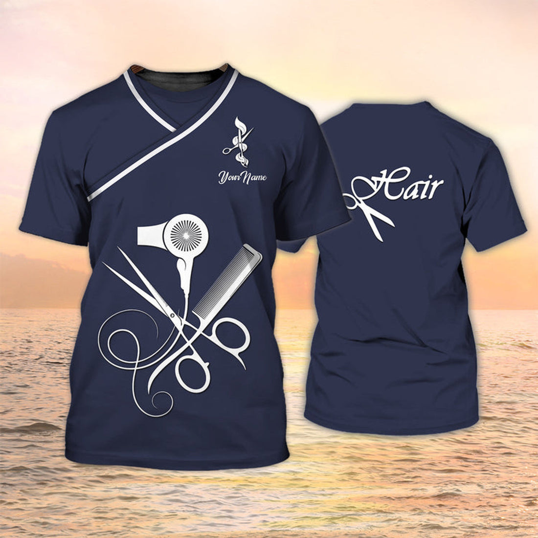 FUNSTUFFPRINT Hairdresser Tools 3D Shirt Custom Hair Salon Uniform Hair Salon Gifts 3D T-shirt