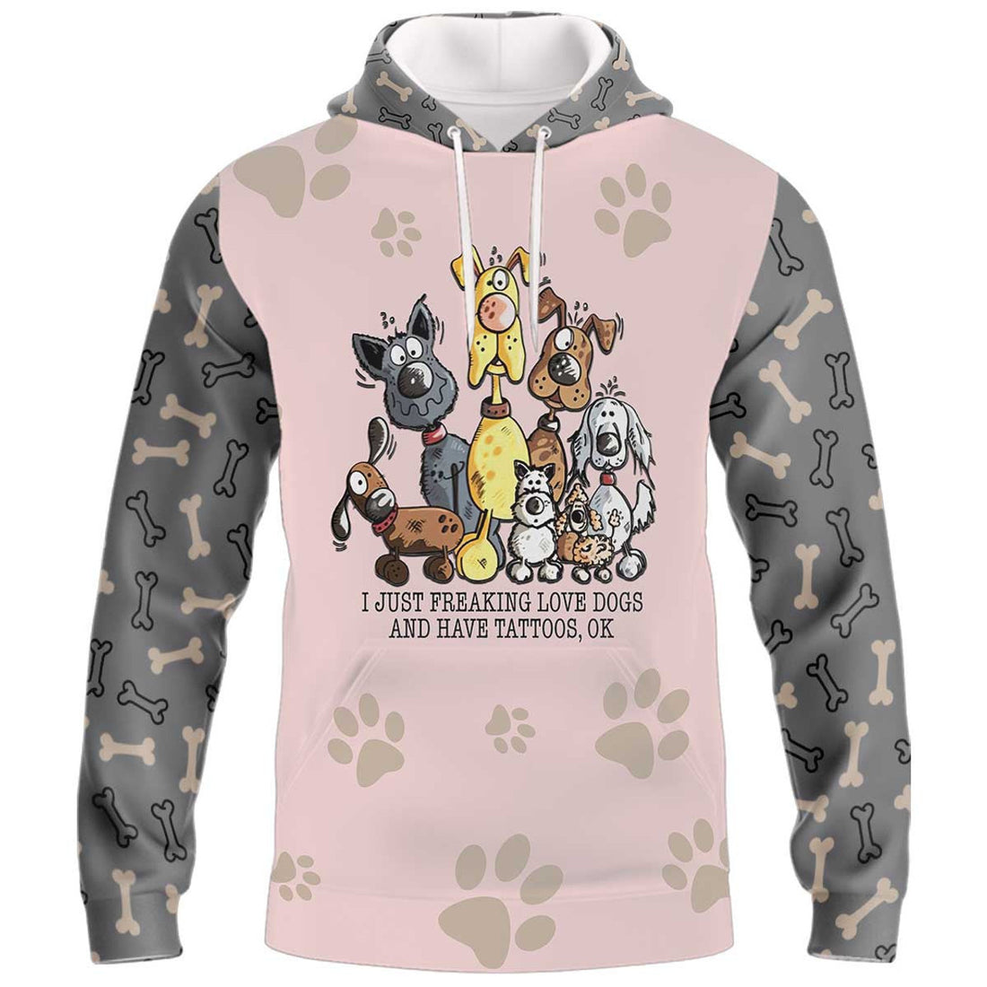 FUNSTUFFPRINT I Just Freaking Love Dogs And Have Tattoos 3D Hoodie and Zip Hoodie