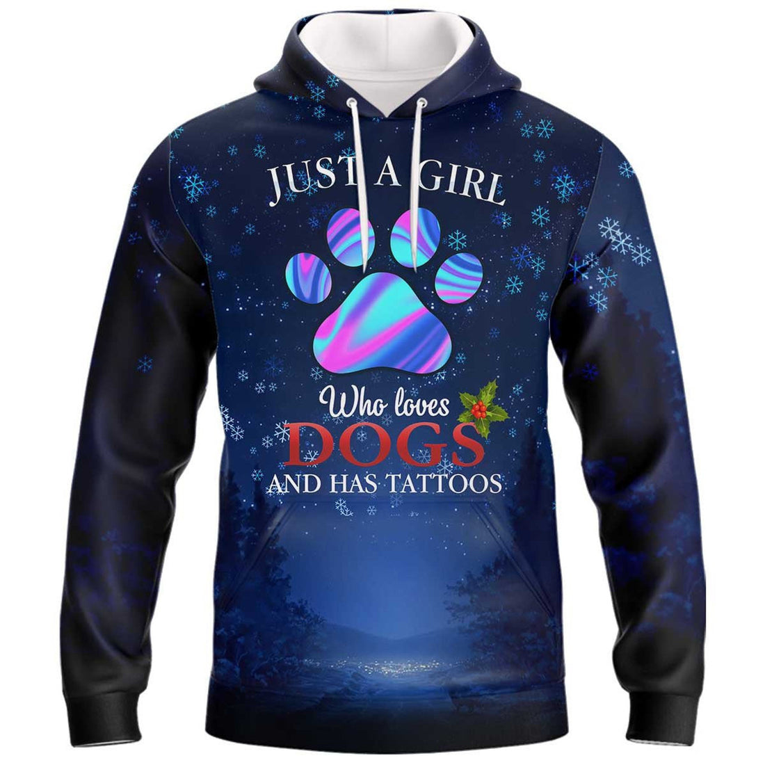 FUNSTUFFPRINT Just A Girl Who Loves Dogs And Has Tattoos 3D Hoodie and Zip Hoodie