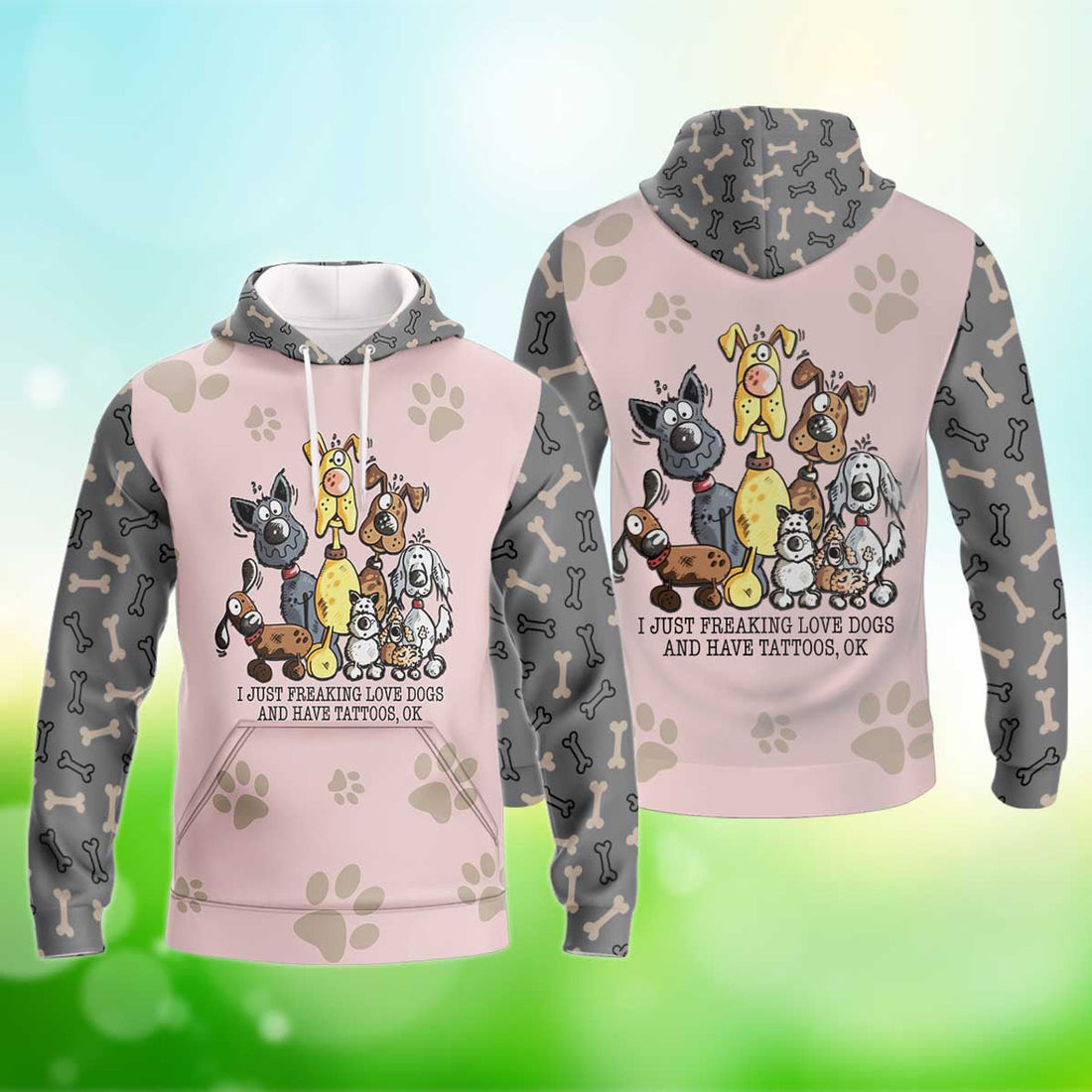 FUNSTUFFPRINT I Just Freaking Love Dogs And Have Tattoos 3D Hoodie and Zip Hoodie