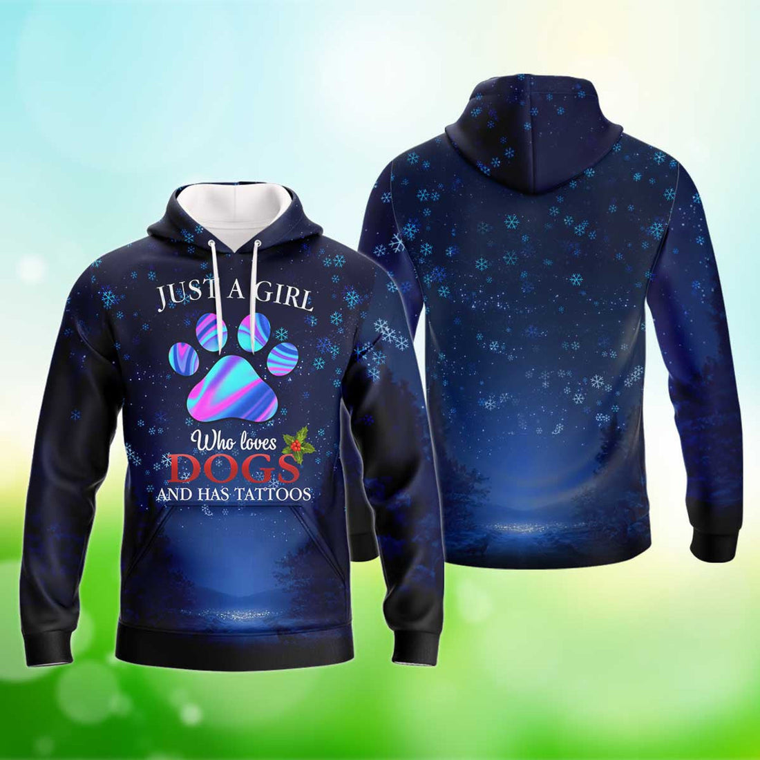 FUNSTUFFPRINT Just A Girl Who Loves Dogs And Has Tattoos 3D Hoodie and Zip Hoodie