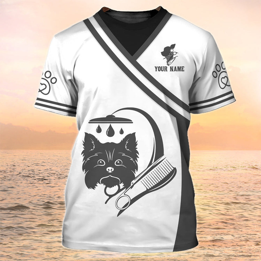 FUNSTUFFPRINT Dog Groomer Shirts Grooming Custom T-Shirt Grooming Apparel Pet Salon Uniform 3D T-shirt