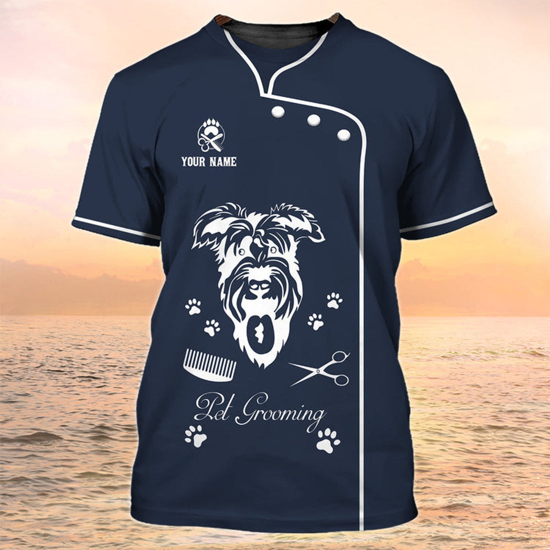 FUNSTUFFPRINT Grooming Apparel Am Dog Groomer Personalized Name 3D T-Shirt Pet Grooming Salon Uniform 3D T-shirt