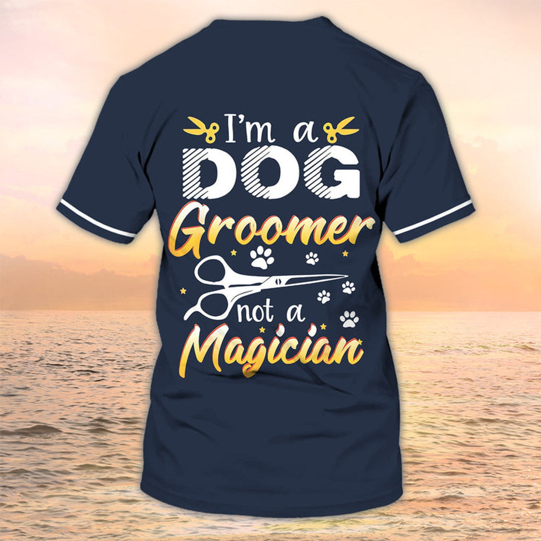 FUNSTUFFPRINT Grooming Apparel Am Dog Groomer Personalized Name 3D T-Shirt Pet Grooming Salon Uniform 3D T-shirt