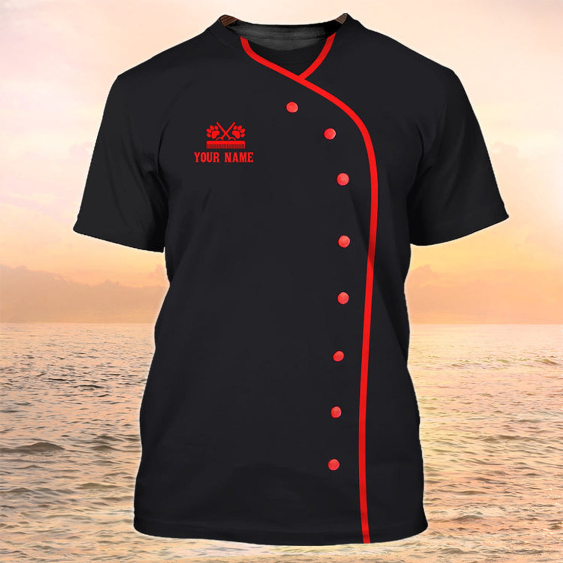 FUNSTUFFPRINT Dog Groomer Custom Shirts Grooming Uniform Salon Pet Personalized Name 3D T-Shirt
