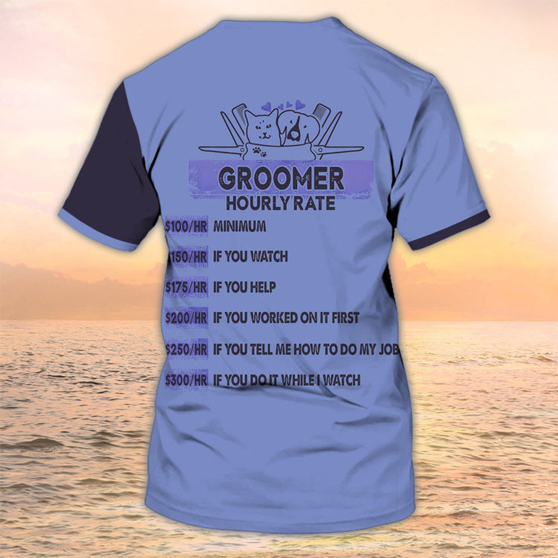 FUNSTUFFPRINT Dog Groomer Custom Shirts Grooming Uniform Groomer Hourly Rate 3D Shirt 3D T-shirt