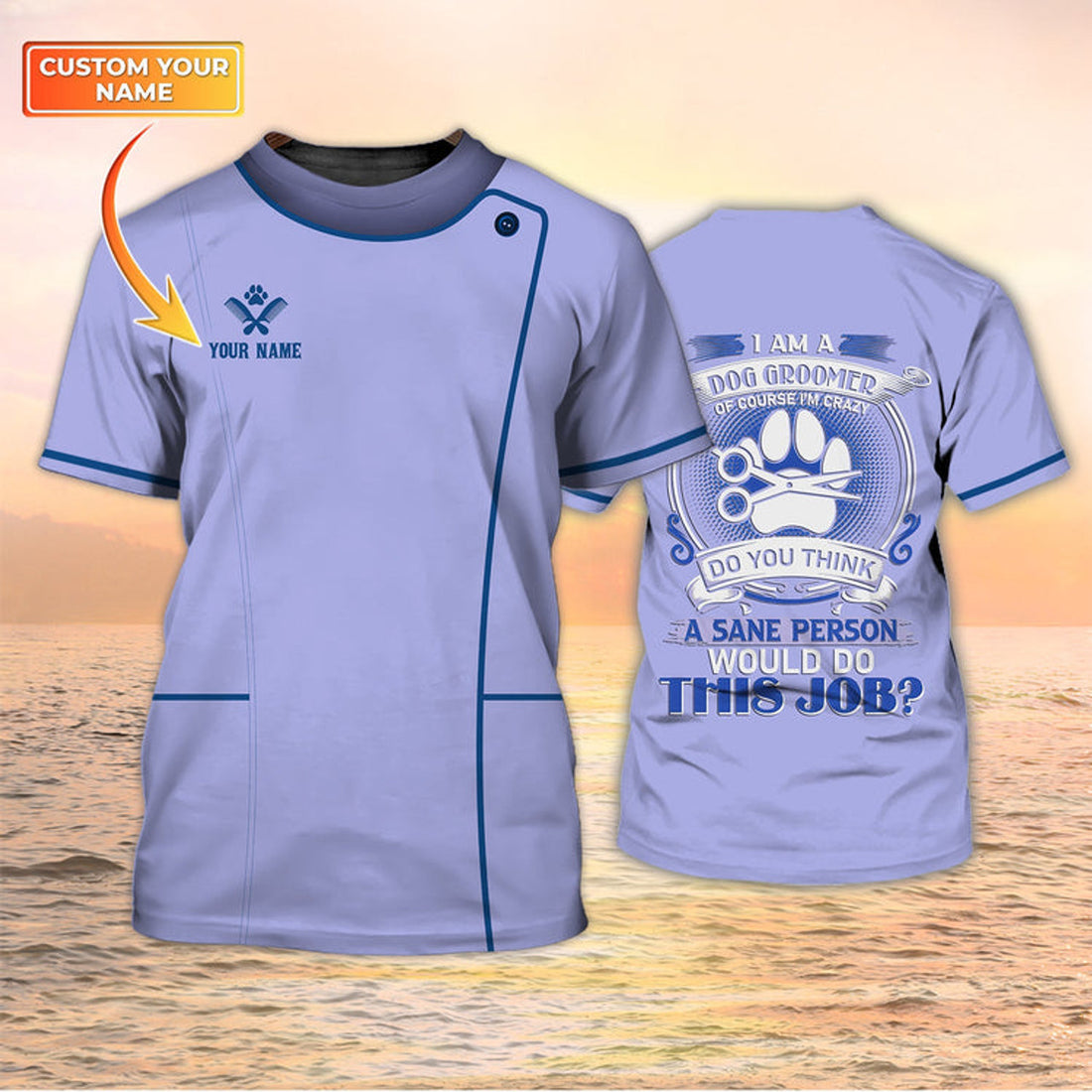 FUNSTUFFPRINT Dog Groomer T-Shirt Grooming Custom Shirts Pet Salon Uniform 3D T-shirt