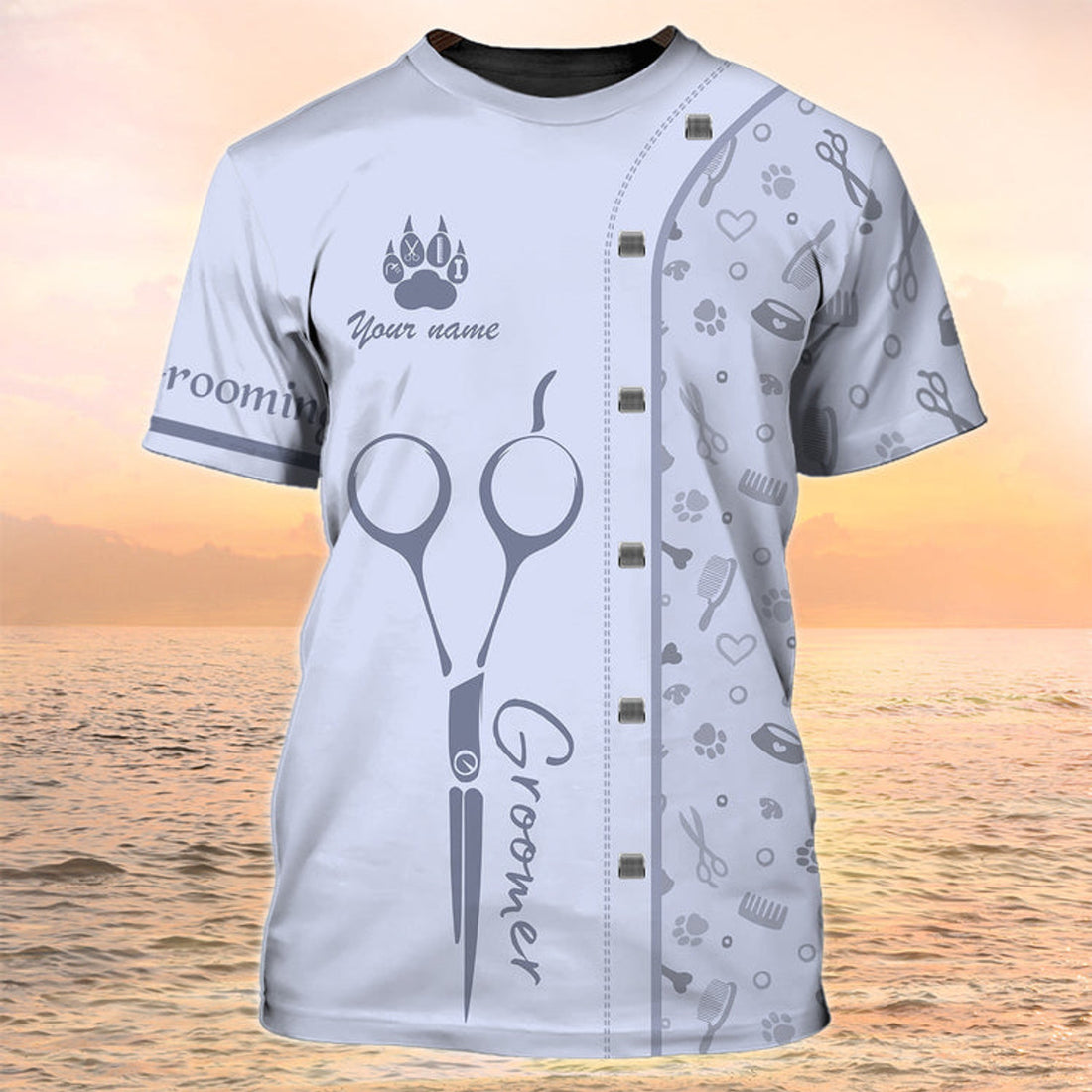 FUNSTUFFPRINT Dog Groomer T-Shirts Grooming Custom Shirts Pet Salon Uniform I Am Dog Grommer 3D T-shirt