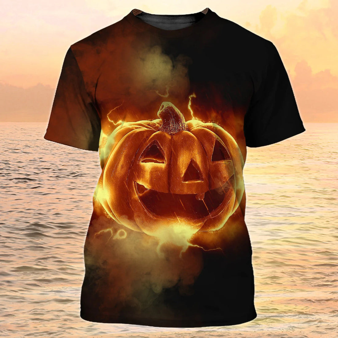 Halloween Funny Pumpkin T-Shirt Premium Halloween 3D Shirt Adult