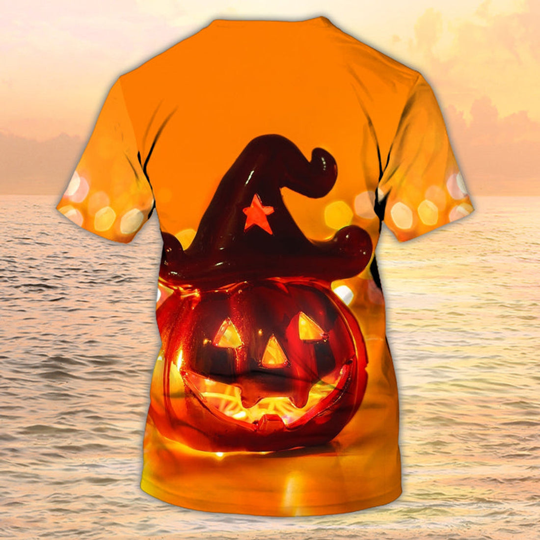 FUNSTUFFPRINT Halloween T-Shirts For Adults Yellow 3D Pumpkin Autumn Halloween Shirt 3D T-shirt