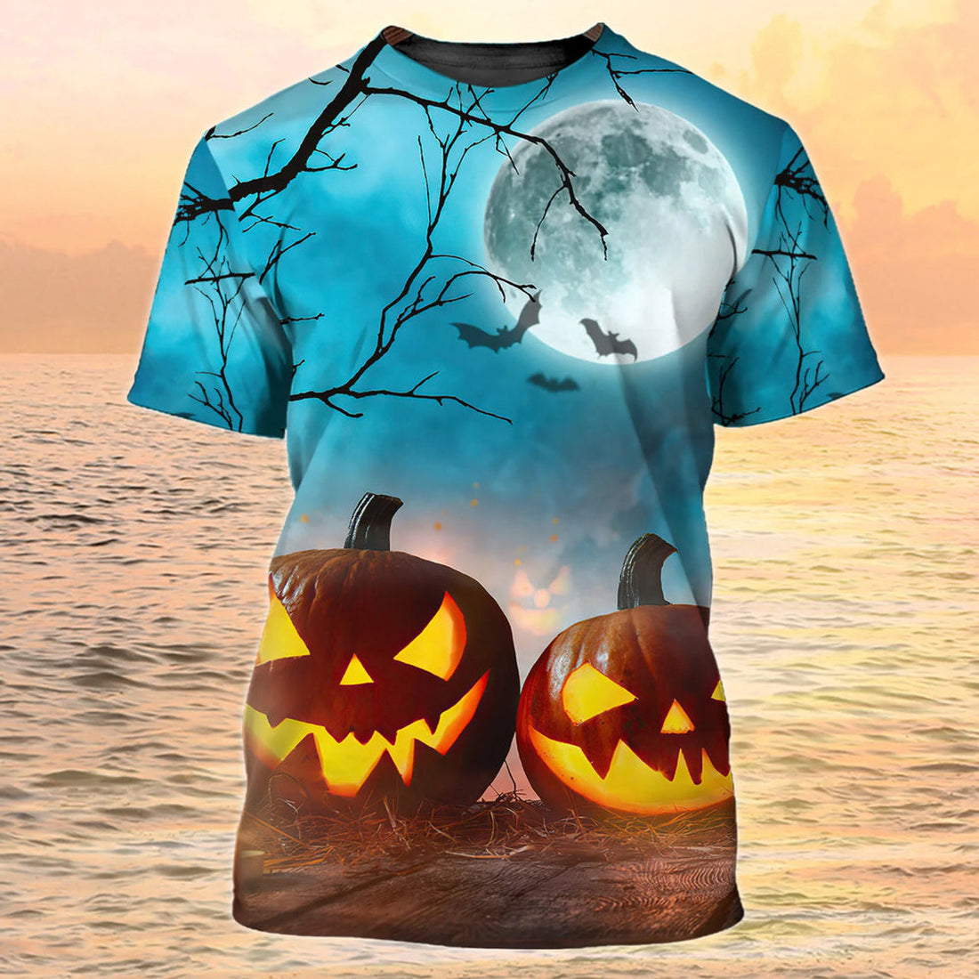 3D Pumpkin Light Sublimation On Halloween T-Shirt Halloween Shirts Gift For Halloween
