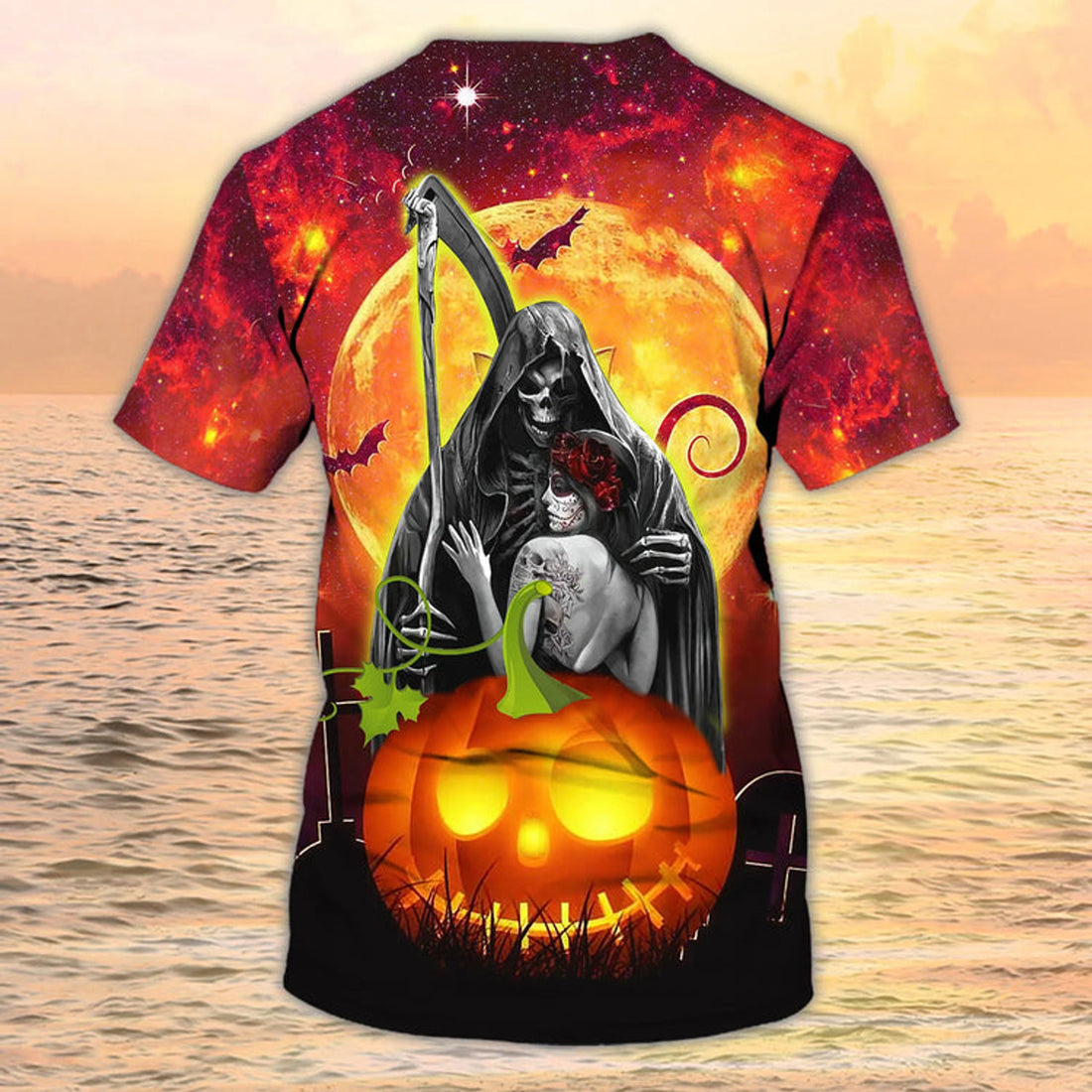Skull Girl Halloween 3D T-Shirt The Death And Girl Halloween T-Shirt Men Women