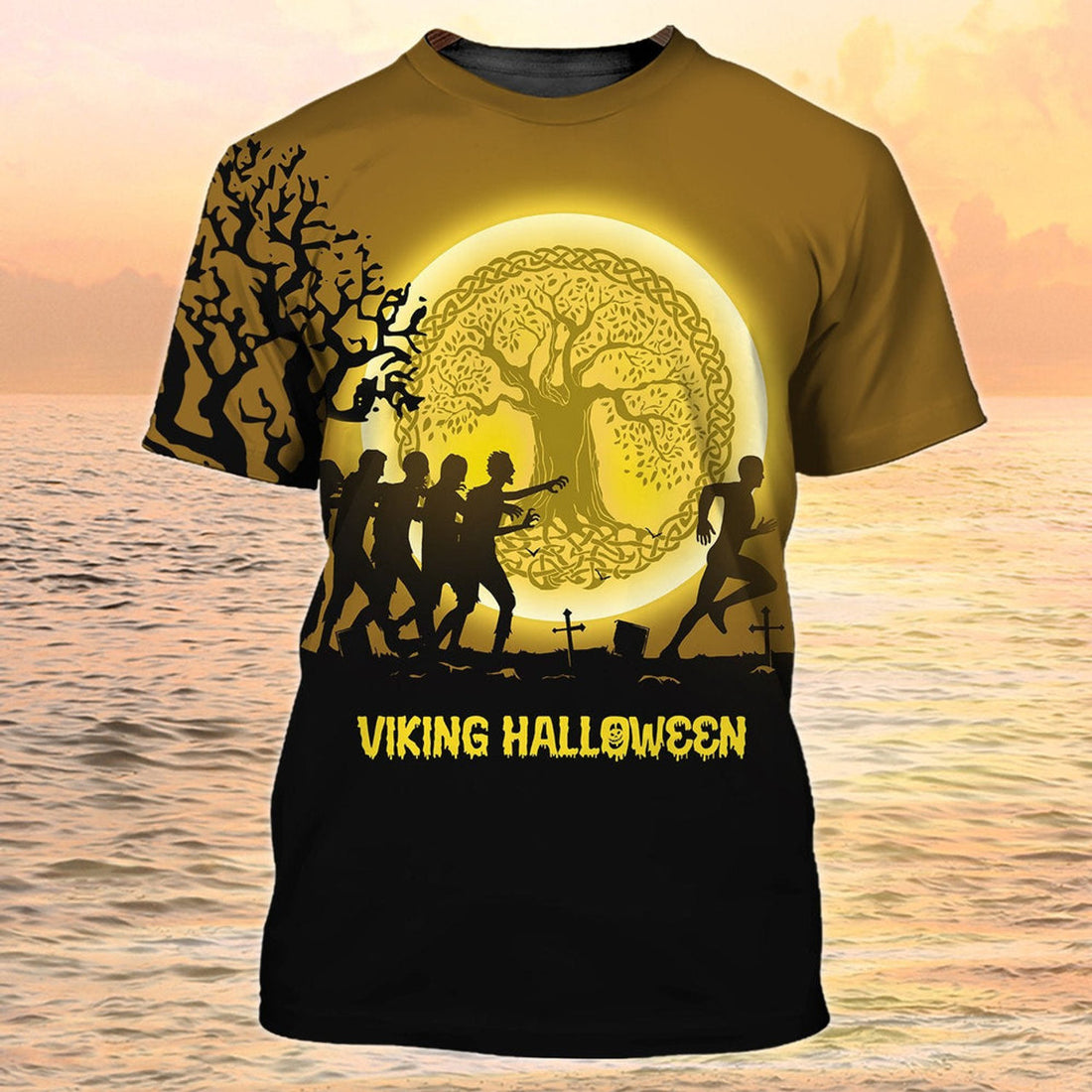 FUNSTUFFPRINT Viking Halloween Pattern Sublimation On Shirt 3D Halloween Shirt For Viking Lover 3D T-shirt