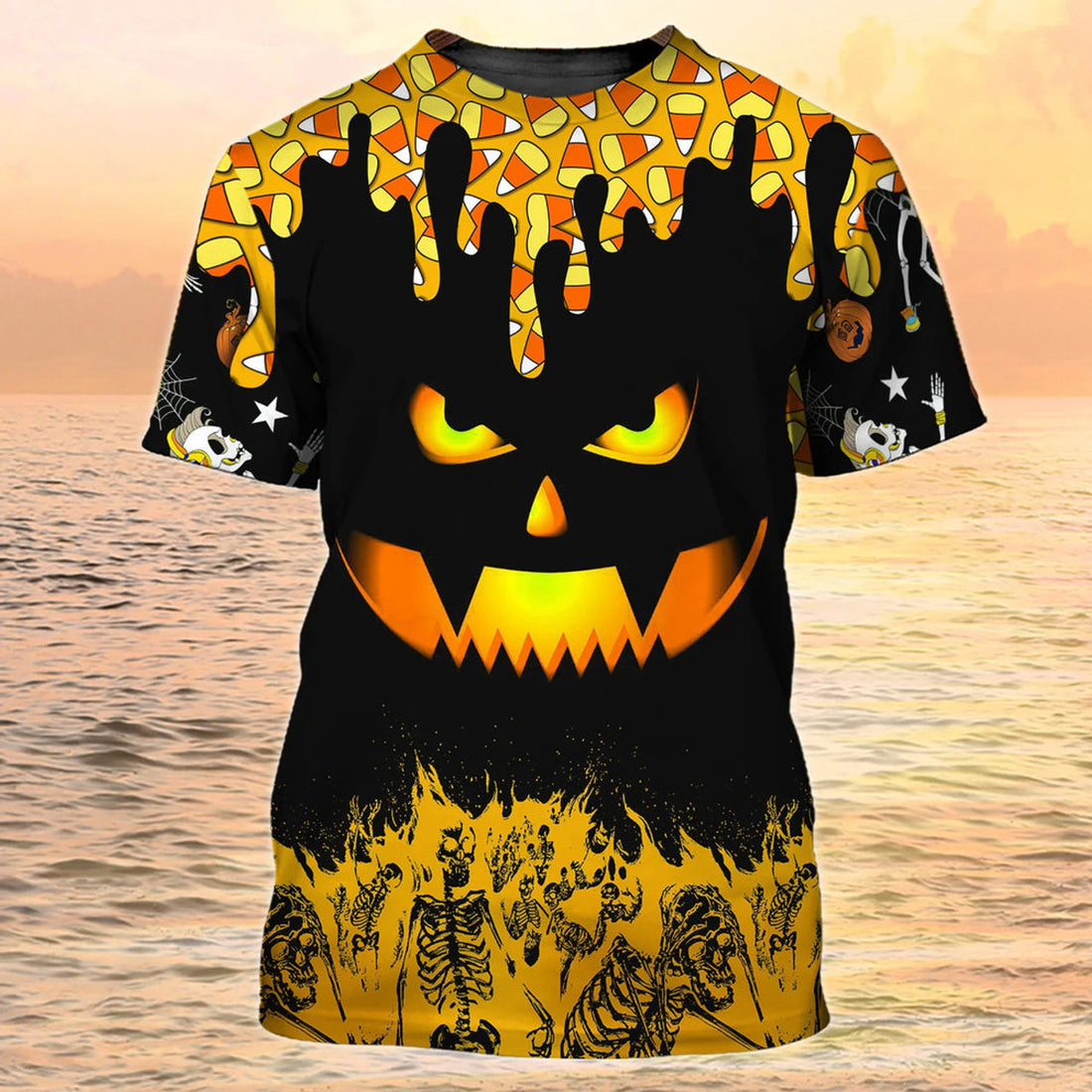 Funny Halloween Shirts Black And Yellow Pumpkin 3D Shirt For Halloween