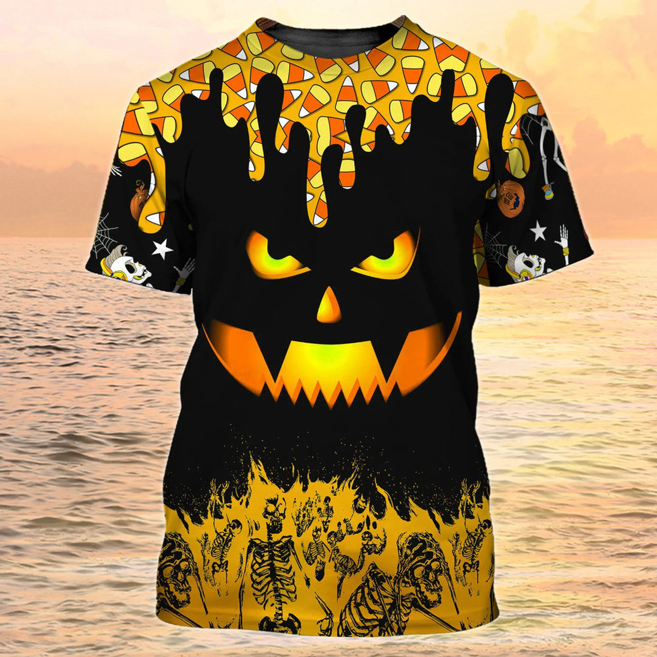 Funny Halloween Shirts Black And Yellow Pumpkin 3D Shirt For Halloween