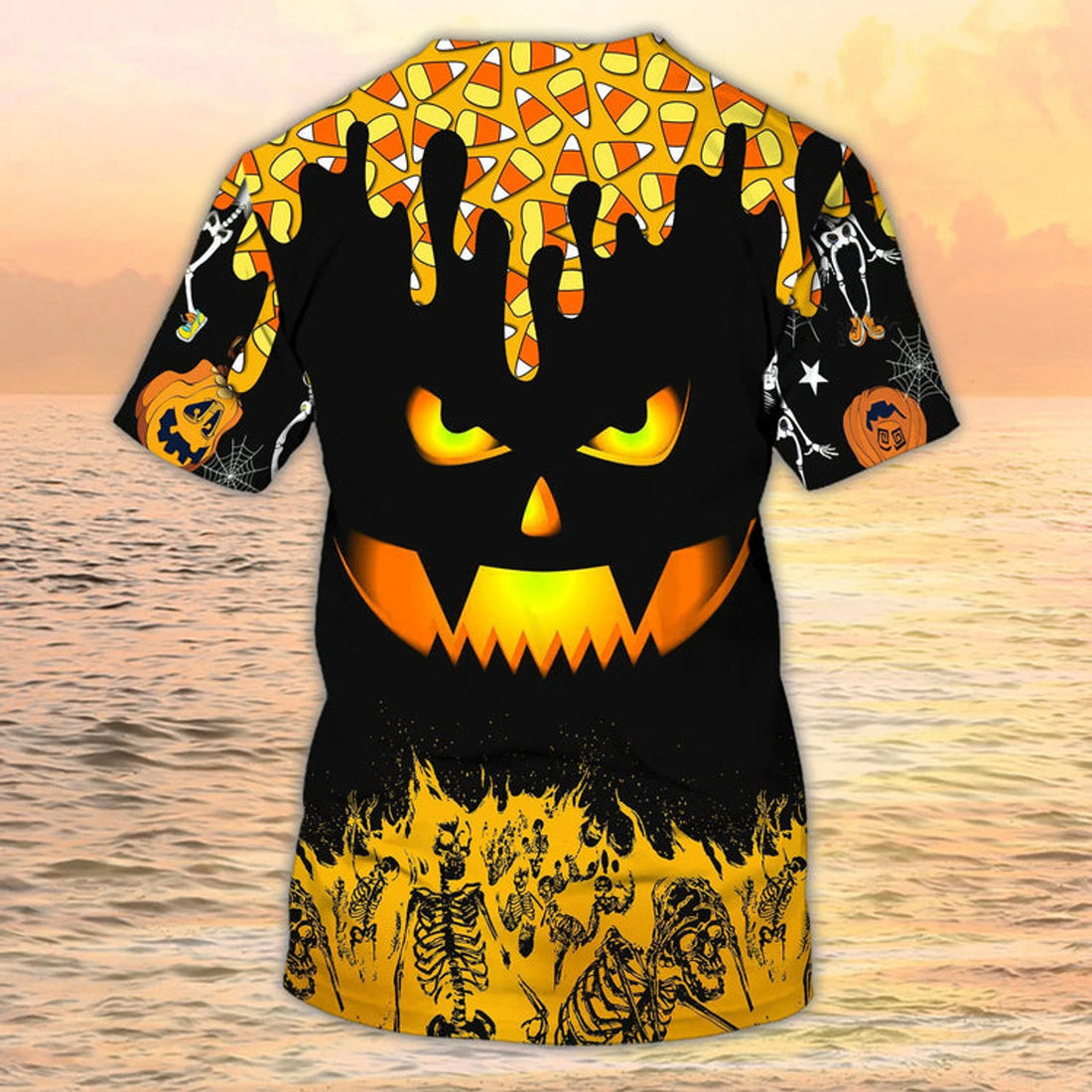 Funny Halloween Shirts Black And Yellow Pumpkin 3D Shirt For Halloween