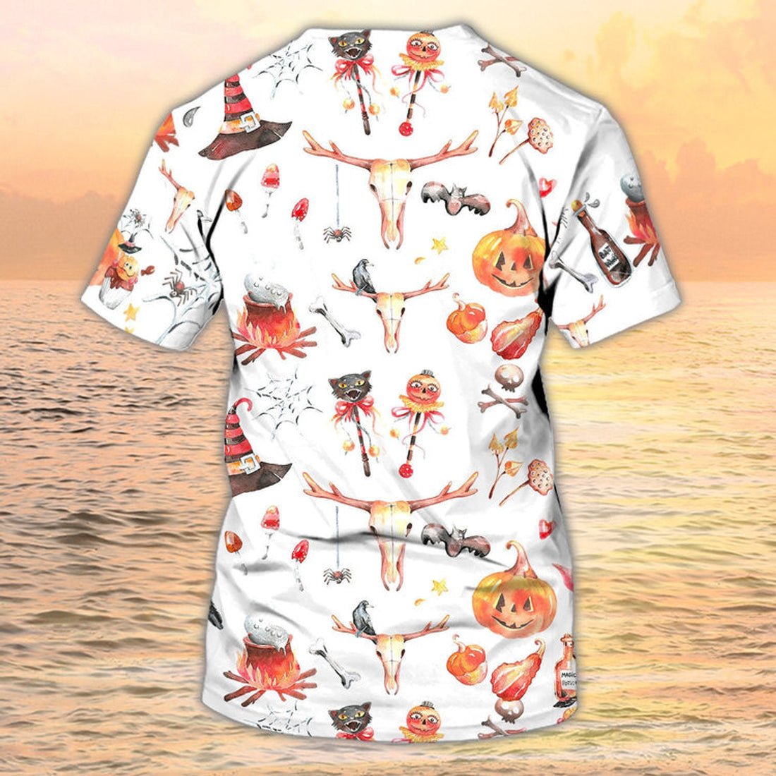 FUNSTUFFPRINT 3D Funny Halloween Shirt Men Women On White Pattern 3D T-shirt
