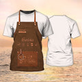 FUNSTUFFPRINT Personalized Barista T-Shirt Apron 3D Print On Bartender Shirt Coffee Shop Uniform Brown 3D T-shirt