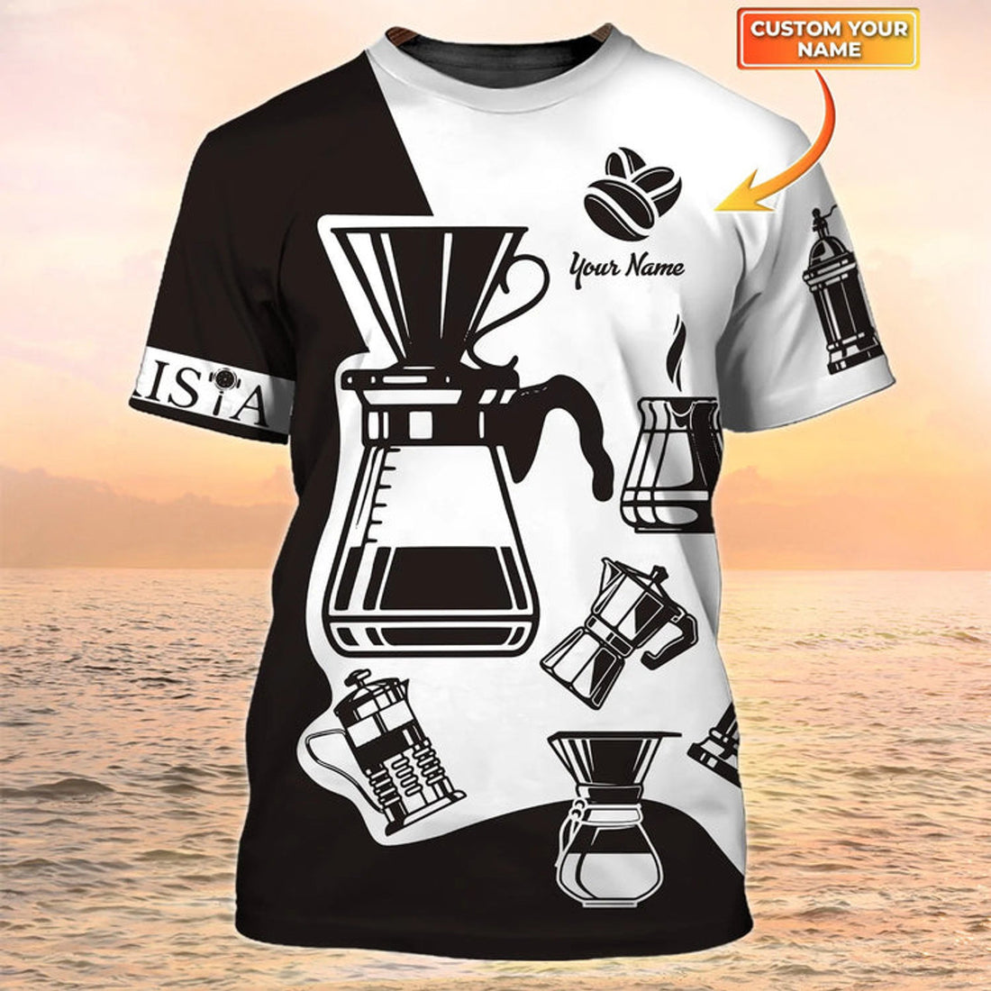 Custom Coffee Tools Set PrinT-Shirt Barista T-Shirt Custom Coffe Shirt Black And White